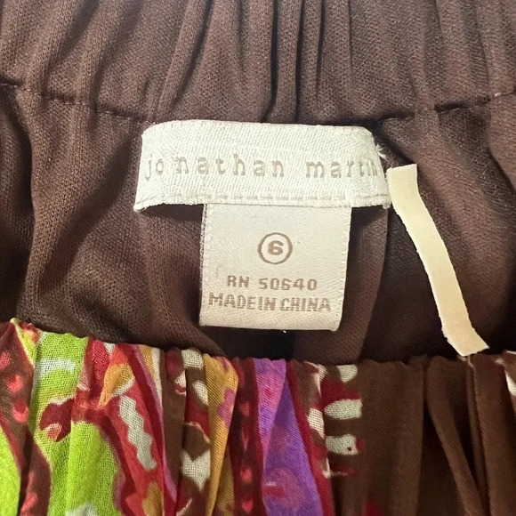 Jonathan Martin Dress Brown Green Floral Paisley Light off shoulder midi size 6 - Picture 8 of 11